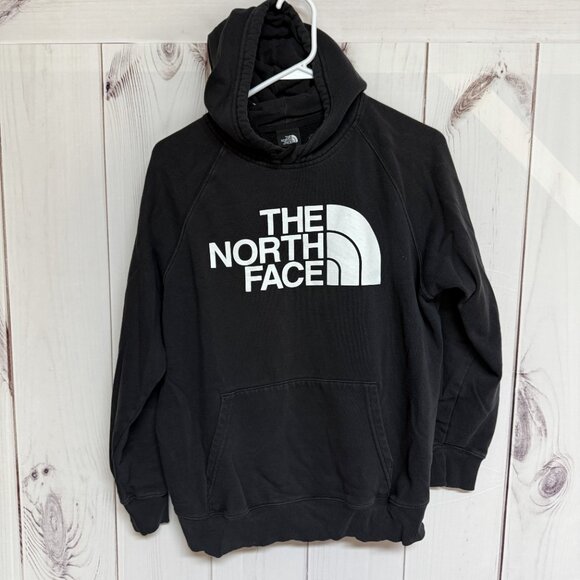 The North Face Logo Fleece Hoodie Women’s Large Black Pullover EUC - Picture 4 of 9